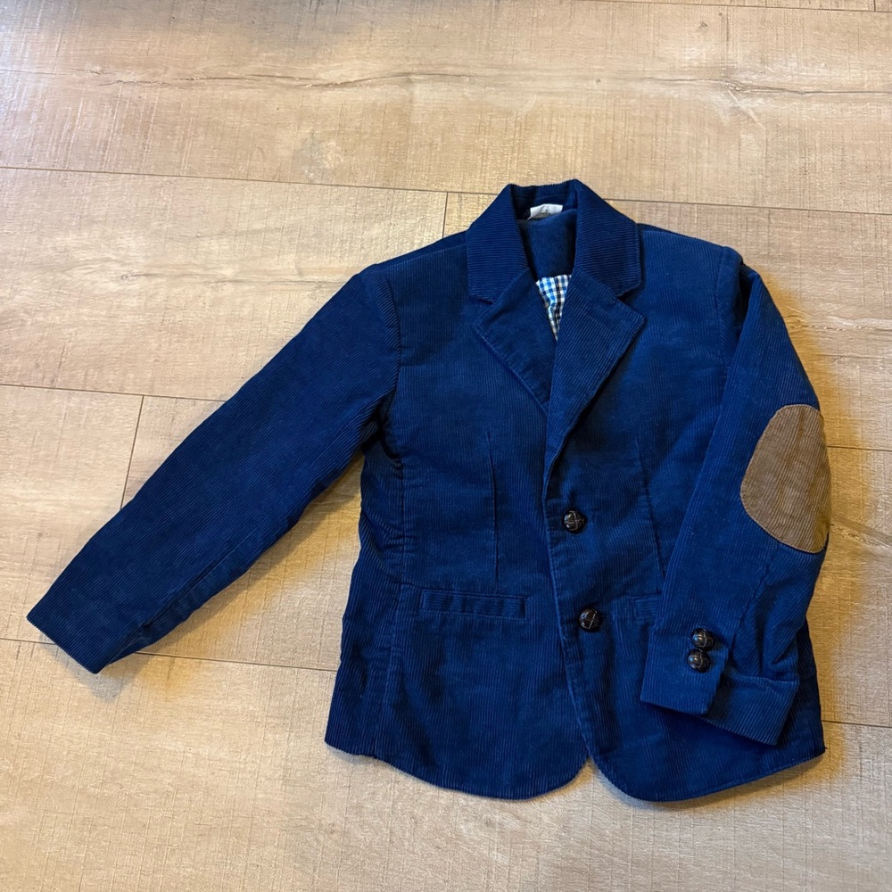 EGG by Susan lazar sz 3 navy Corduroy Blazer brown Elbow Patches wedding party